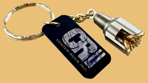 Center rock drilling bit keychain with personalized logo engraving